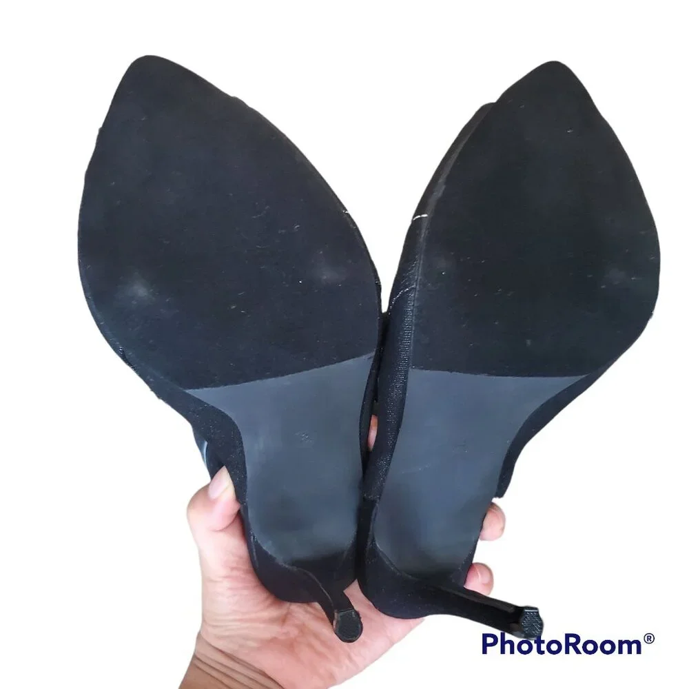 Liliana womens ankle booties Black Studded Peep Toe zipper closure high Sz 7.5 - Picture 5 of 13